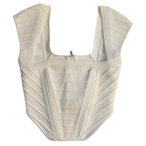 Retrofete Tops - Retrofete Mckenna Crop Top in White Square Neck Stretch Glam Fairy Size XS